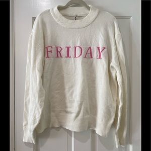 FRIDAY Nine 1 Eight knit graphic pullover crew neck sweater top